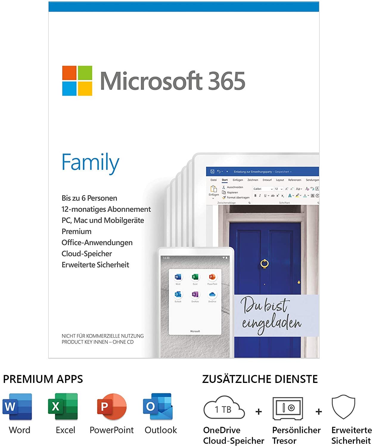 Microsoft Office 365 Family - 6 Geräte - 1 Jahresabo