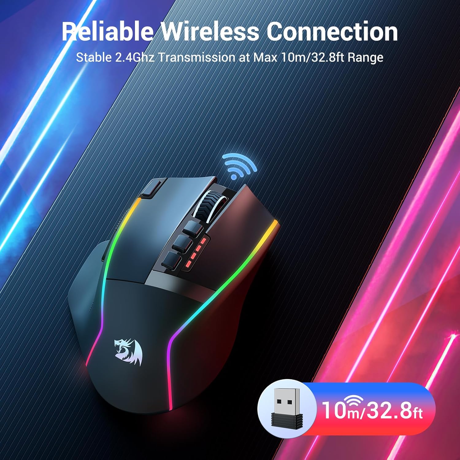 Redragon Gaming Maus Kabellose, 16000 DPI, 2.4G/USB-C