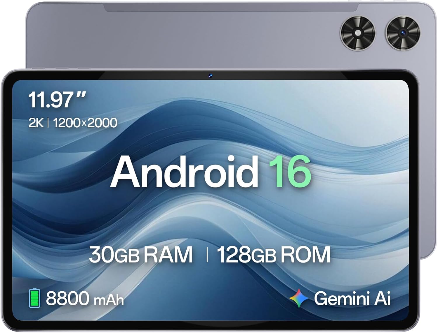 12 Zoll, Android 16, 2K,RAM (6+24), 128GB Speicher