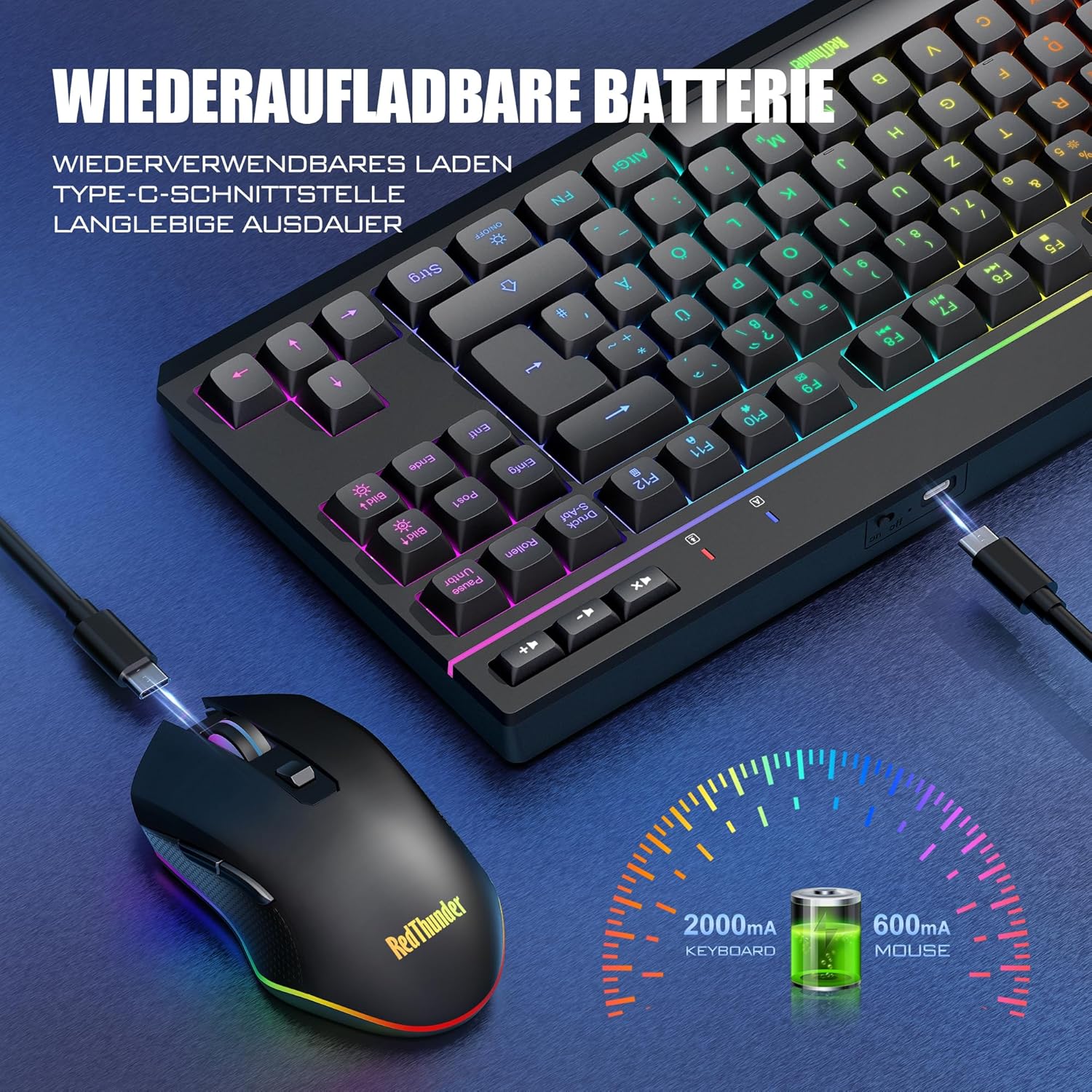 RedThunder 75% Kabelloses Tastatur und Maus Set