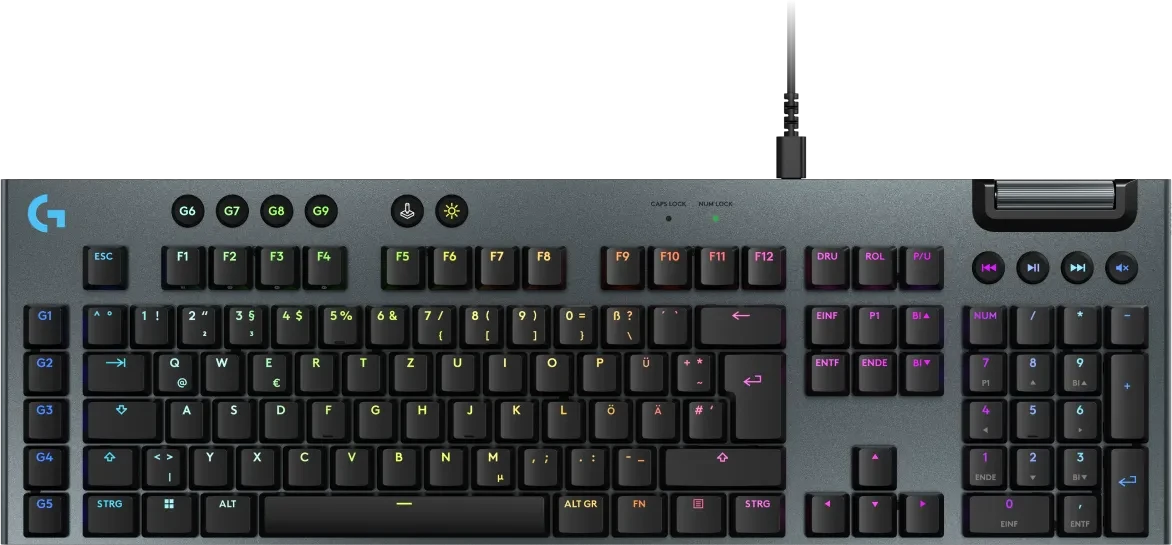 Logitech G915 X, schwarz, LEDs RGB, GL TACTILE, USB, DE