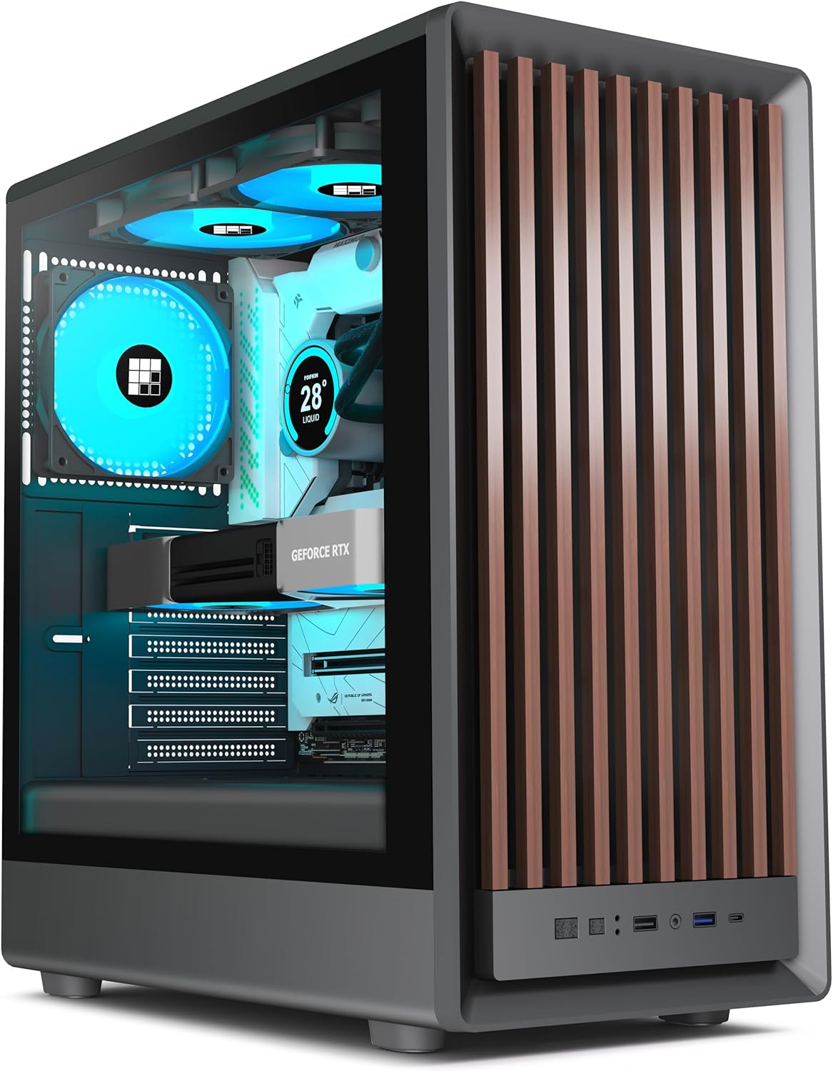 FOIFKIN M1 PC Gehäuse - Holz-Walnuss-Front