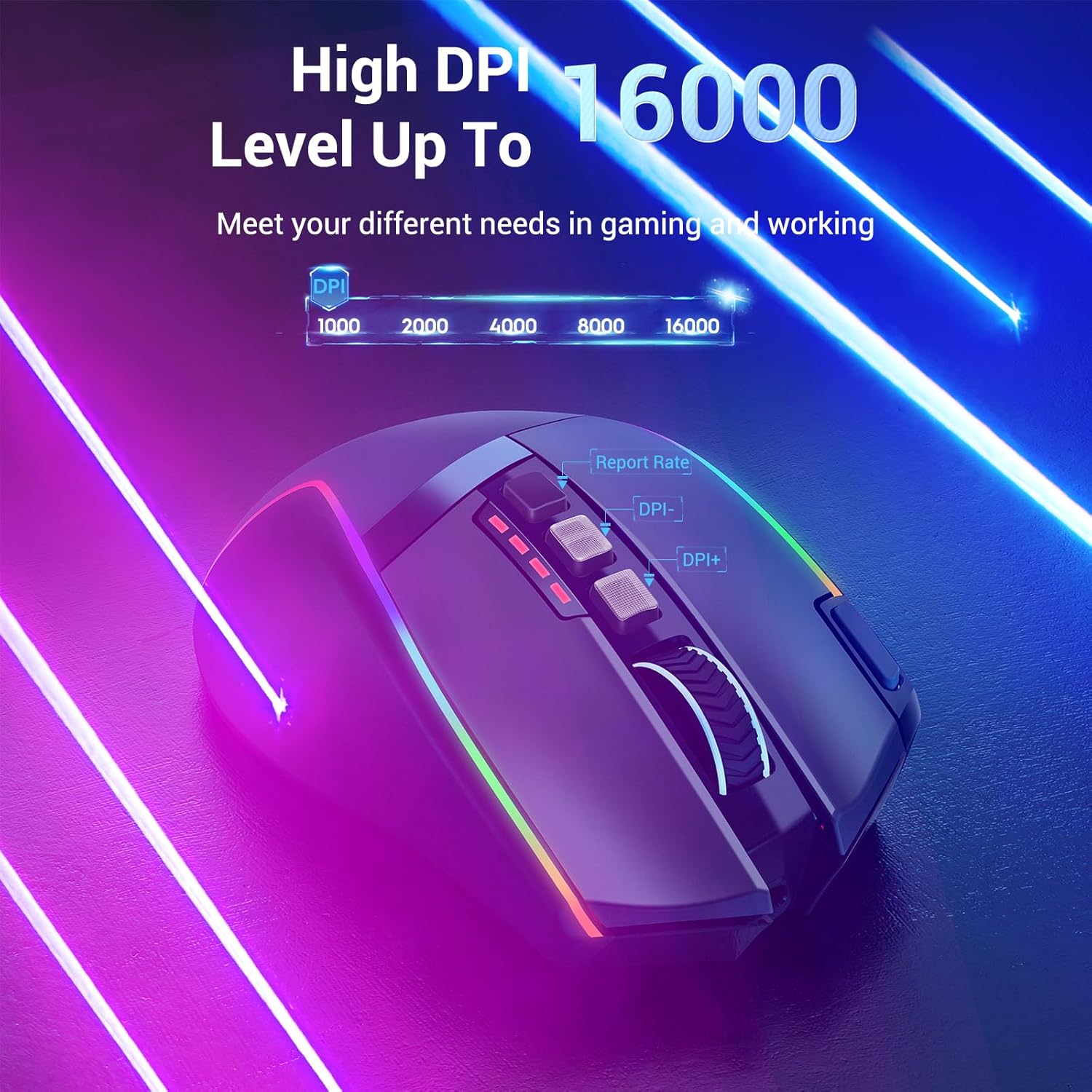 Redragon Gaming Maus Kabellose, 16000 DPI, 2.4G/USB-C