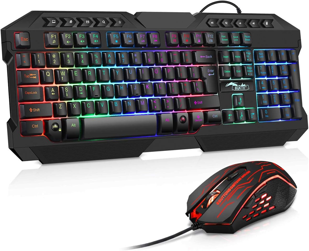 BAKTH Gaming Tastatur und Maus Set, LED Hintergrundbeleuchtung