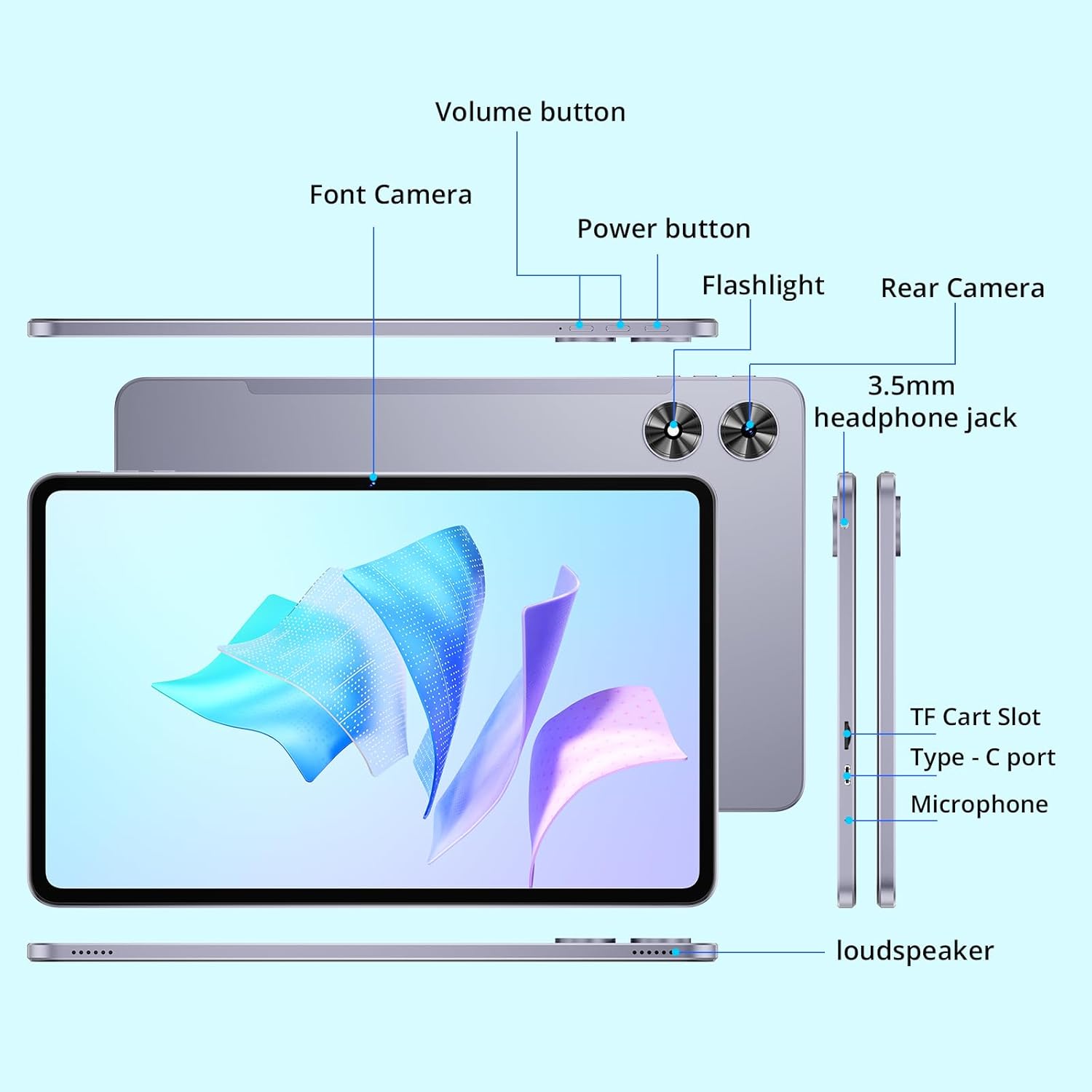 12 Zoll, Android 16, 2K,RAM (6+24), 128GB Speicher