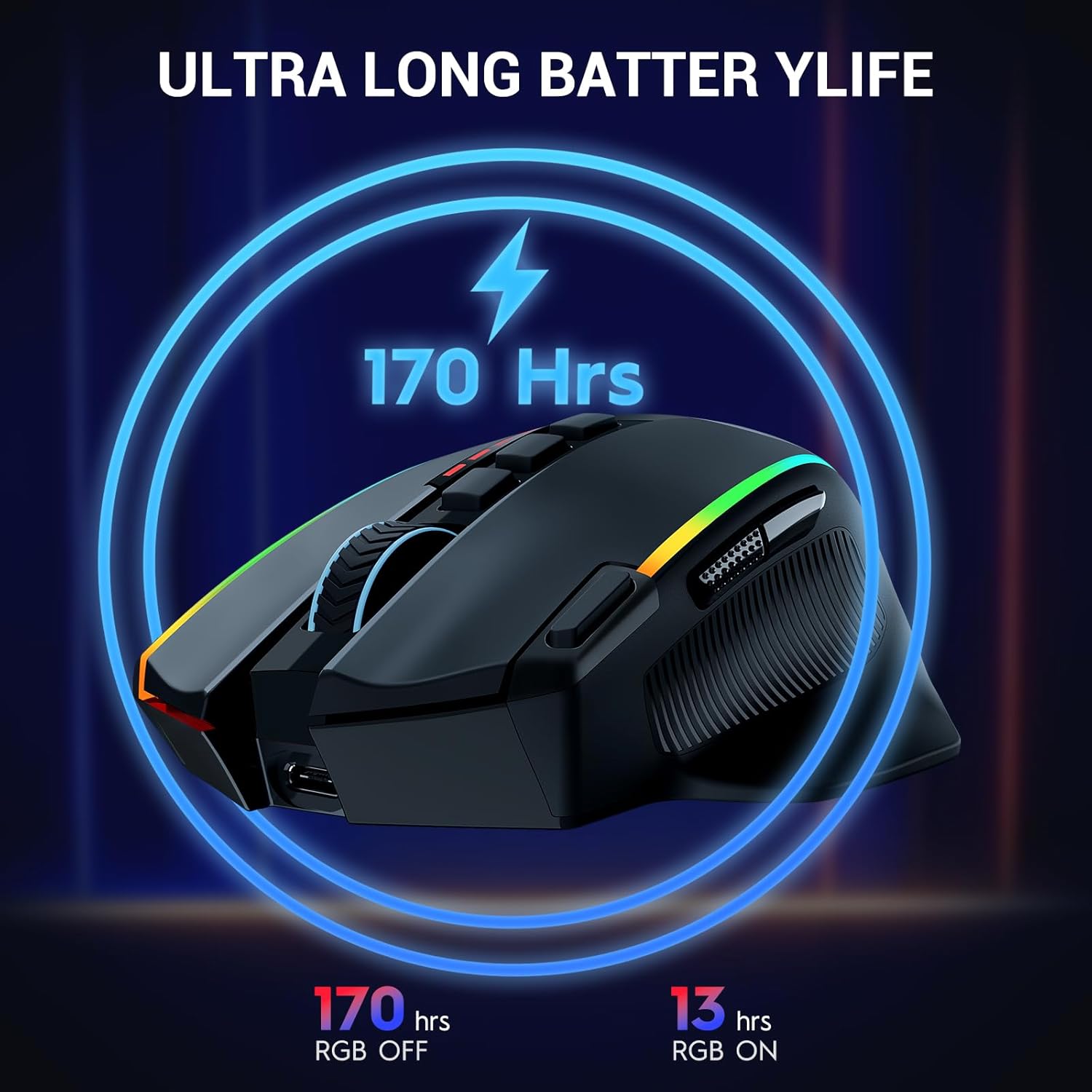 Redragon Gaming Maus Kabellose, 16000 DPI, 2.4G/USB-C