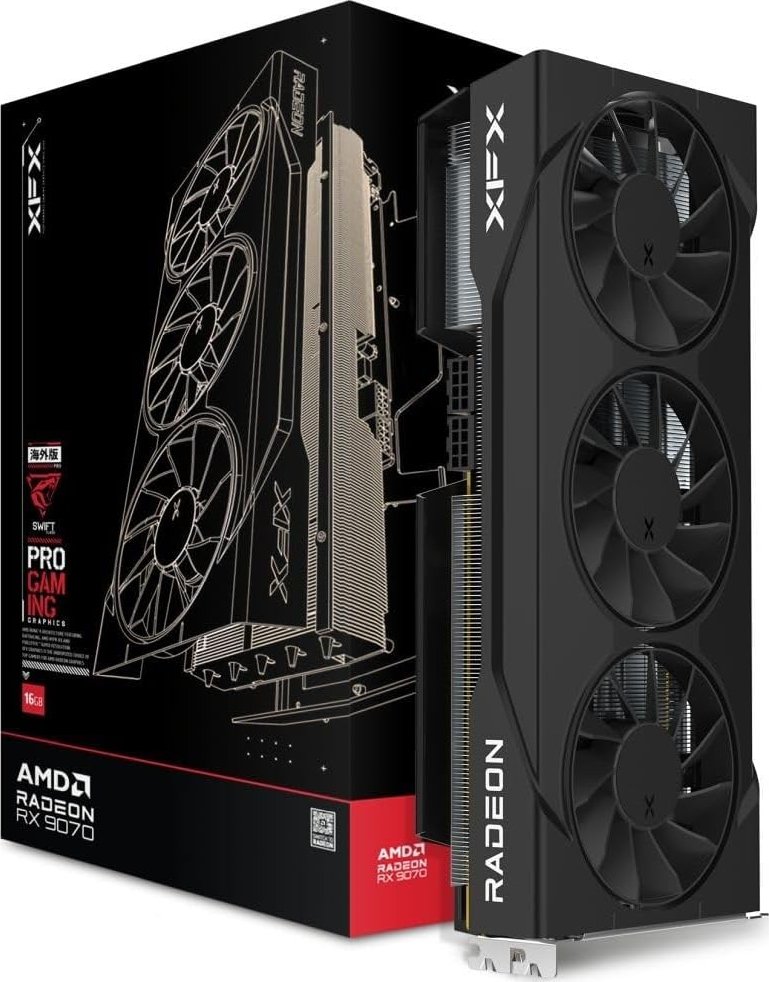 XFX Swift Radeon RX 9070 OC Triple Fan Gaming Edition, 16GB GDDR6, HDMI, 3x DP
