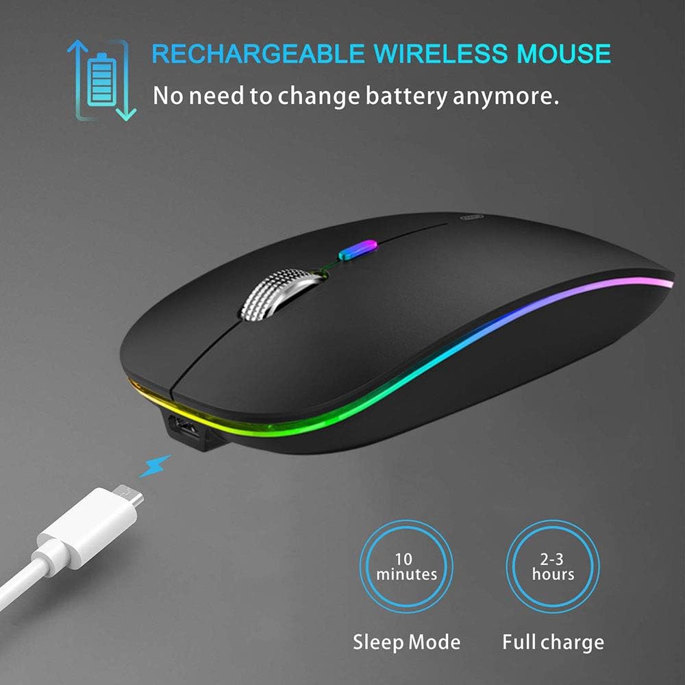 Uiosmuph Bluetooth Maus Kabellose, LED wiederaufladbar Leise