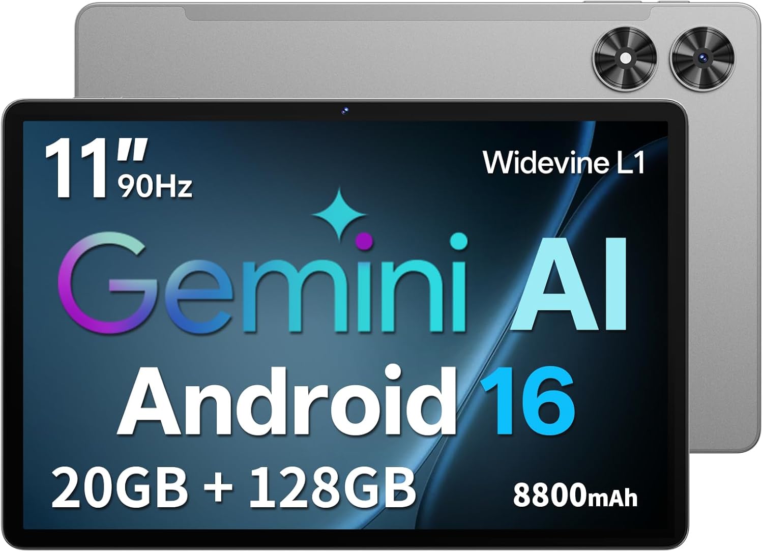 Tablet 11 Zoll mit Hülle, Android 16 System mit Gemini AI