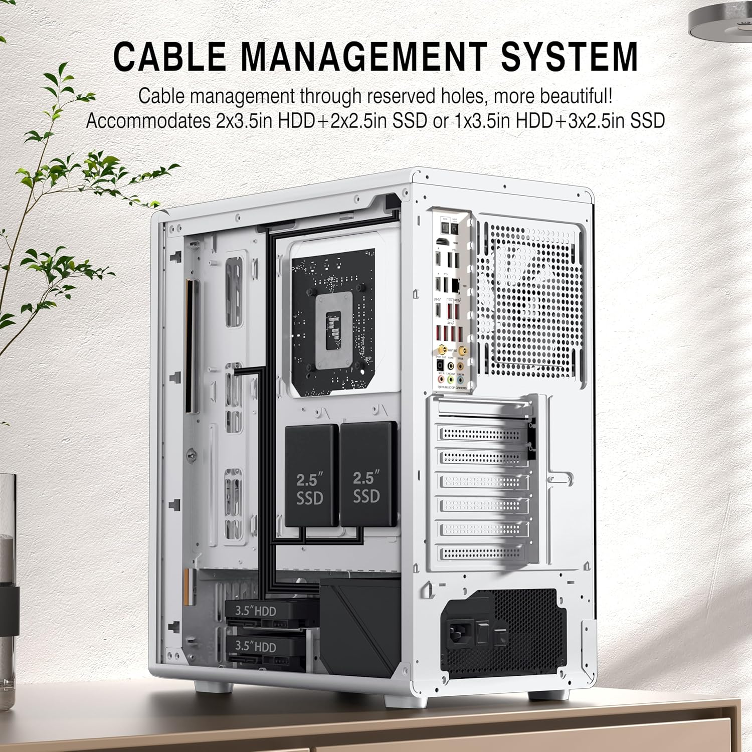 FOIFKIN M1 PC Gehäuse - Holz-Walnuss-Front  Weiß