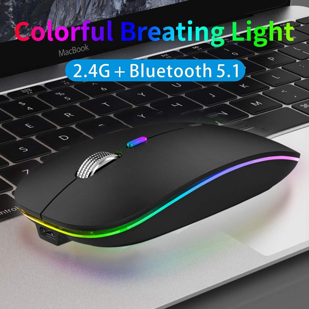 Uiosmuph Bluetooth Maus Kabellose, LED wiederaufladbar Leise