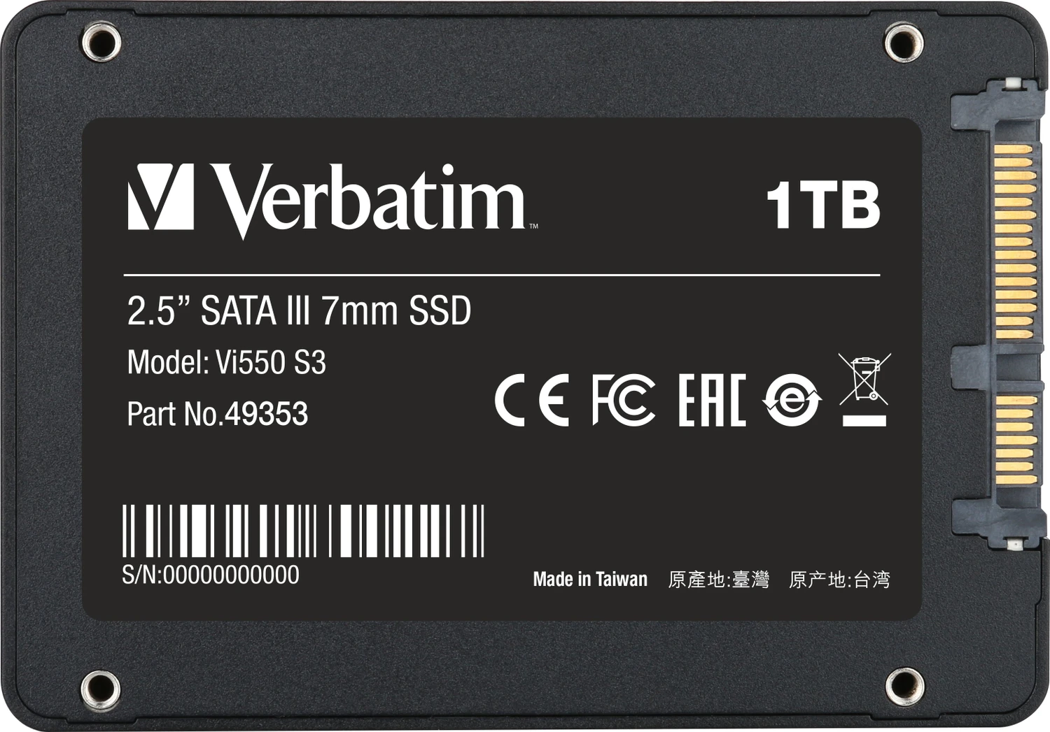 Verbatim Vi550 S3 SSD 1TB, 2.5"