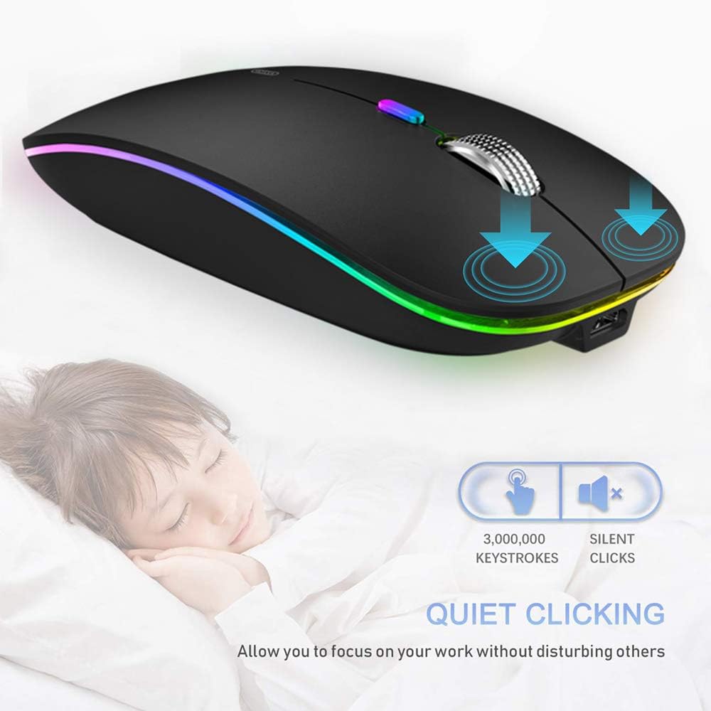 Uiosmuph Bluetooth Maus Kabellose, LED wiederaufladbar Leise